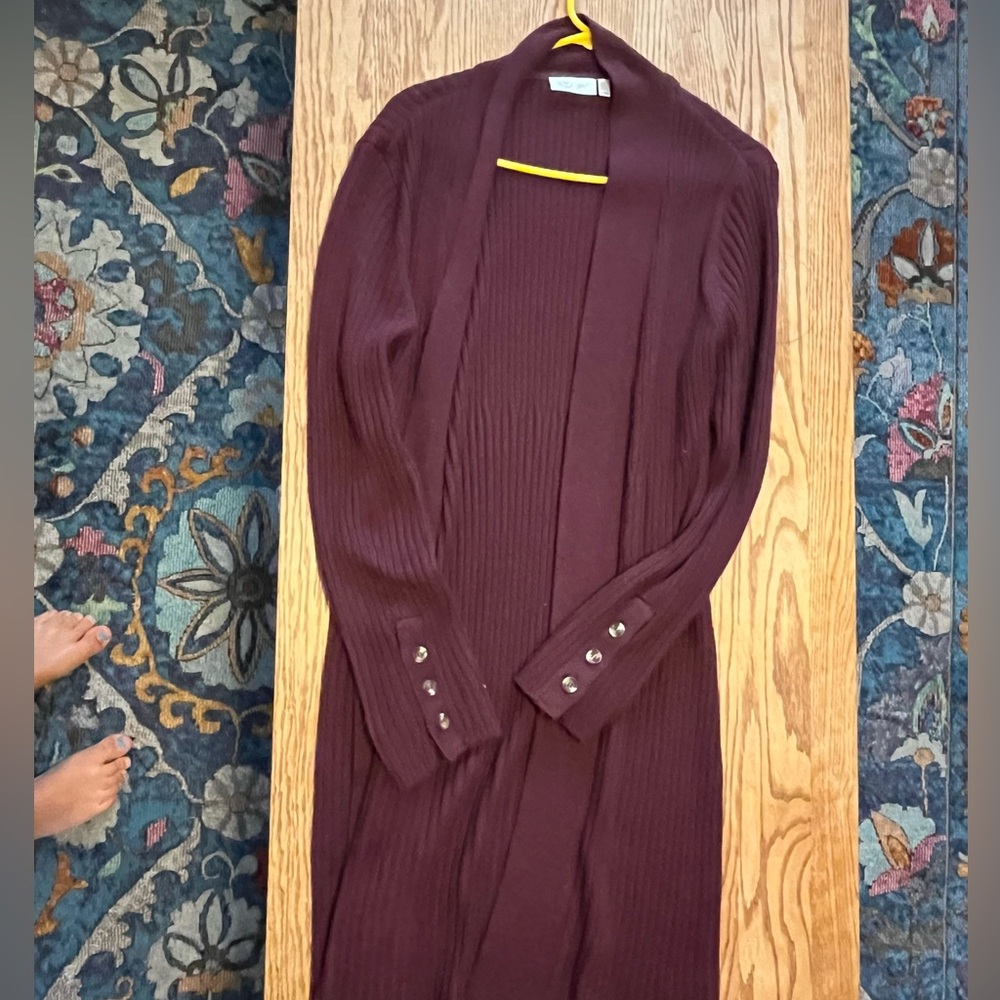 Burgundy cardigan sweater dress